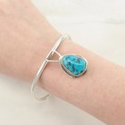 Southwest Blue Turquoise Hanging Pendant Cuff Sterling Silver Bracelet