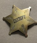Vintage Sheriff Old West Solid Brass Star Badge Pin Fox Stamp Star