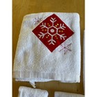 Holiday Snowflake 4 Piece Cotton Towel Set White Red Gold Christmas Decor