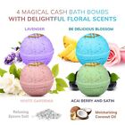4 Set Bath Bombs With Cash Surprise Inside - Real Money Up To 100 Bill Inside
