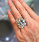 Rare 35 Ct Certified Treated Off White Engagement Ring With Diamond Accents  925
