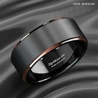 Black Tungsten Brushed Rose Gold Plated Metal Men Wedding Band Ring Atop Jewelry