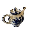 Vintage Soviet russia Gzhel Hand Painted Porcelain Teapot 11 5    H X 11 5    W Ussr