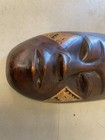 Indonesia Wooden Mask Hand Carved Painted Decorative Vintage