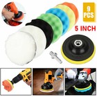 9pcs 5 Inch Polishing Pads Sponge Waxing Foam Buffing Kit Car Polisher For Drill