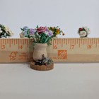 Vintage Miniature Ribbon Rose Floral Arrangements Wood Pots Dollhouse Scale 1 12