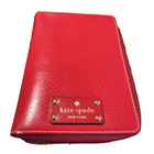 Kate Spade Wellesley Leather Zip 6 Ring Planner Organizer Red Tan Interior Euc