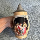 Western Germany German Lidded Beer Stein Pewter Lid Relief  nach Harter Arbeit 