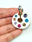 Artists Pallette And Brush Brooch Pendant Crystal Paints Teacher Painter Pin Gif