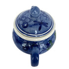 Vtg April Cornell Blueberry Dragonfly Sugar Bowl With Lid And Side Handles 4 In