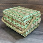 Vintage 1960s Wicker Sewing Basket Grandma Cottagecore Shabby Chic Country Japan
