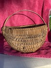 Antique Gathering Handwoven Splint Oak Buttock Basket Single Bentwood Handle