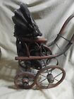 Vintage Reproduction Victorian Doll Carriage Baby Buggy Bent Wood Doll Display