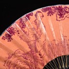16 1  China Antique Republican Dynasty Carmine Porcelain Maid Figure Story Fan 