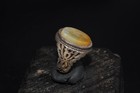 Rare Ancient Roman Silver Ring Agate Stone Intaglio Seal Bezel Animal