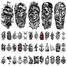 77 Sheets Pirate Skull Temporary Tattoo For Women Men  17 Sheets Half Arm Lar