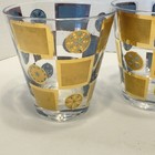 4 Culver Carnival Turquoise Gold Double Old Fashion Suburbans Rocks Glasses Mcm