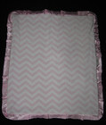 Minky Couture Baby Blanket Pink White Chevron Rosettes Plush