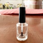 0pcs 0 5oz Transparent Empty Nail Polish Bottles With Brush Caps Glass   
