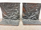Antique Art Deco Cast Iron Nautical Storm Bookends Bronze Finish 4 75 Pair As Is