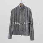 Womens Cashmere Hollow Knitted Turtleneck Casual Cardigan For Brunello Cucinelli