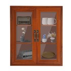 Wooden Wall Cabinet Cabinet Storage Organizer Double Doors 3 Tier Shelf