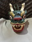 Vintage Antique Chinese Dragon Mask Hand Carved Wooden Ceremonial Wall Decor -