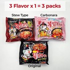 Samyang Spicy Hot Chicken Ramen Noodle Assorted Mix Buldak  3 Flavor  3 Pack