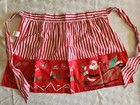Retro 60 s Apron Red Holiday  Pockets Vintage Christmas Santa Claus Mcm Stripes 