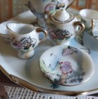 Vintage Maruku China Miniature Dollhouse Size Handpainted Tea Set From Japan