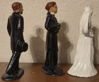 Vintage Lot Of 3 Lead Barclay Minister  Bride   Groom Toy Figures