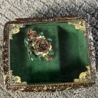Vtg Goldtone Jewelry Trinket Box Revolving Rose Musical 3 5 x4  Gift