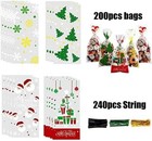200 Pcs Christmas Cellophane Treat Bags  Xmas Clear Cello Gift Bags Candy Goo   