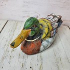Painted Wooden Carved Mallard Duck Decoy Figurine Small 7 Inch Philippines Vtg