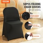 50pcs Black Stretch Spandex Folding Chair Covers For Wedding Party Dining