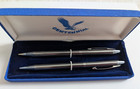 Vintage Centennial Chrome Ball Point Pen And Mechanical Pencil Set Blue Box