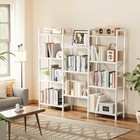 Triple 4 Tier Bookshelf  Bookcase With 11 Open Display Shelves  Wide Book She   