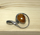Vintage 925 Sterling Silver Amber Swirl Teardrop Pin Brooch 3 24g