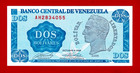 Rare Two Dos 2 Bolivares 1989 Venezuela Unc Note - 1st Batch Ah Prefix  pick-69 