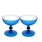 Set Of 2 Vintage Carlo Moretti Teal Blue Cased Coupe Sherbert champagne Glasses
