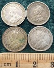 4 1920 Canada 80  Silver 5-cent Coins  George V Canadian Coins  Km 22a