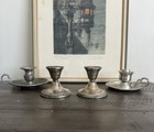 Vintage Candle Holder Set Sterling Silver Weighted Pewter 4pc Decor
