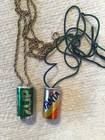 Vintage Lot Of 2 80 s Soda Pop Can Charm Pendant Necklace 7 Up Fanta