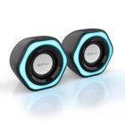 Computer Pc Speakers Usb Powered 3 5mm Aux Jack Volume Control Black blue Light