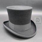 Gray  Top Hat Wool Felt Victorian Slash Mad Hatter Steampunk Rock Star
