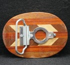 Wf09128 Very Cool Vintage 1970s Unisex Wood Fashion Abstract Artwork Belt Buckle