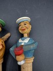 2 Vintage Italy Mechanical Cork Bottle Stopper Man Drinking And Reading Book