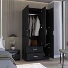 Wood Wardrobe 4 Doors Armoire Closet Storage Cabinet Clothes Organizer 2 Drawers