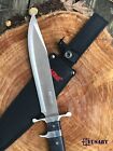 Fixed Blade Bowie Knife W  Satin Blade Black Handle With Satin Bolster  15   