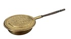 Antique Brass Bed Warmer Wood Handle Hinged Lid English Hearth Fireplace Decor